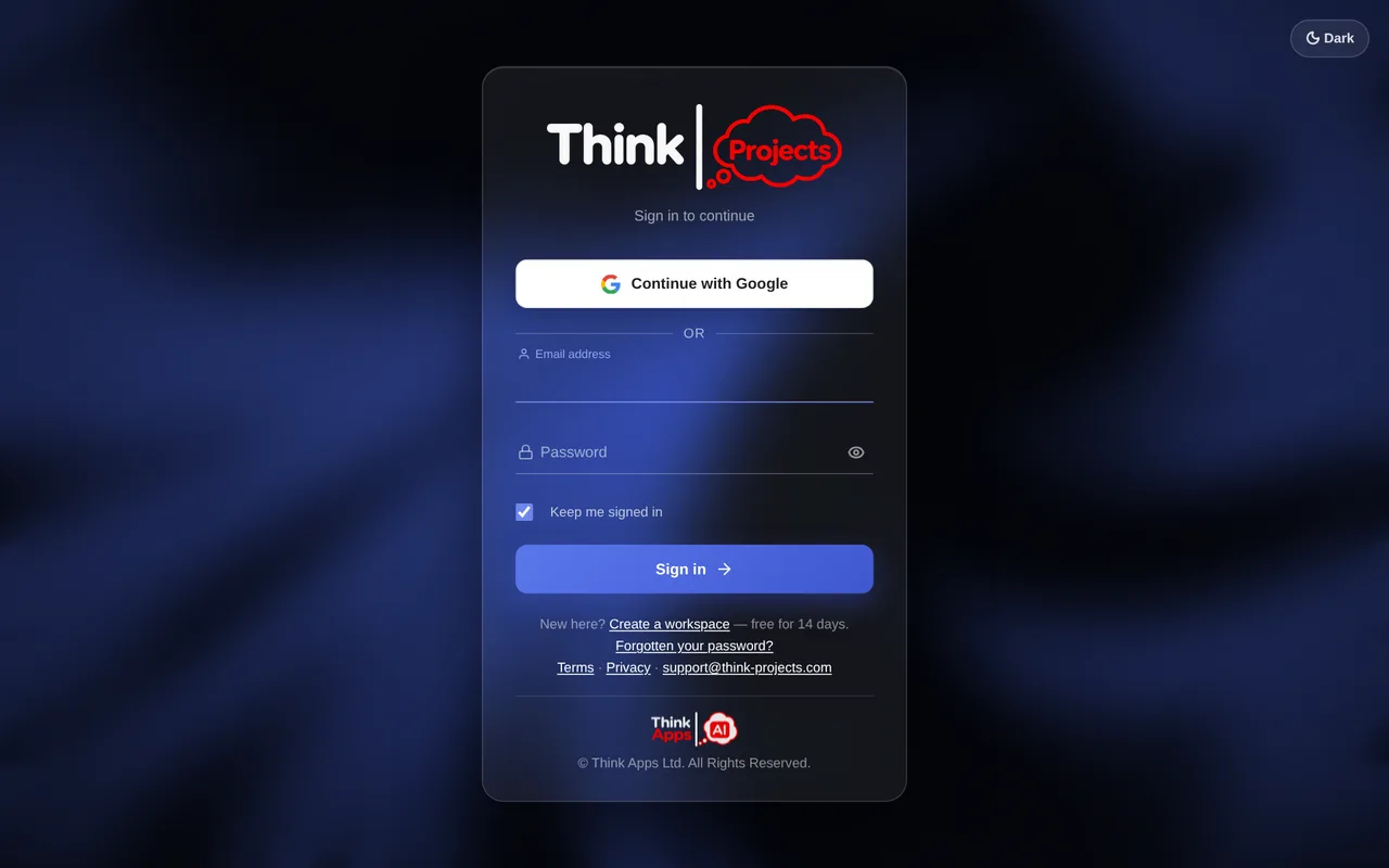 The sign-in screen